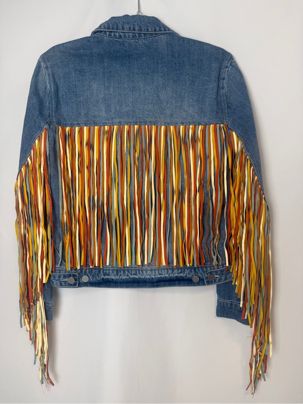 Scully Multi Colored Fringe Denim Jacket - Picture 4 of 6